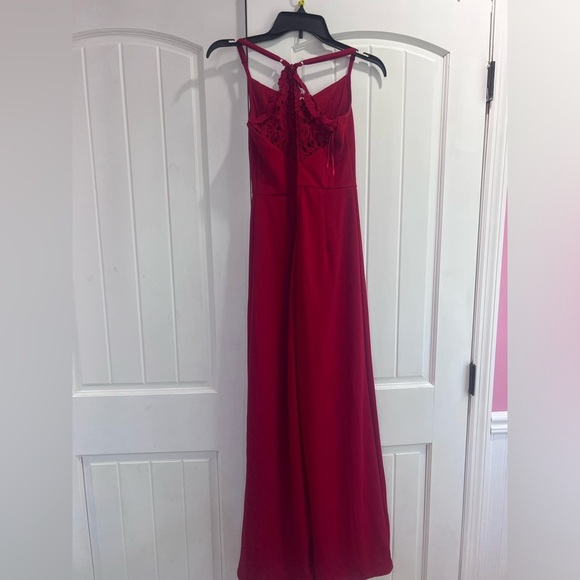 Francesca's Collections Red Jumpsuit Elegant and Versatile - Picture 3 of 5